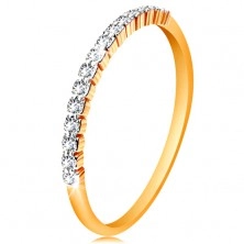 Ring aus 14K Gold - glänzende Ringschiene, glitzernde Streifen aus Zirkoniasteinen