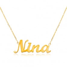 Einstellbare 14K Goldhalskette mit Namen Nina, feines glanzvolles Kettchen