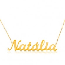 14K Goldcollier - feine glänzende Kette, glanzvolle Aufschrift Natalia