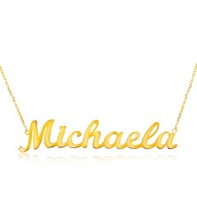 Einstellbare 14K Goldhalskette mit Namen Michaela, feines glanzvolles Kettchen