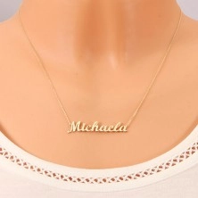Einstellbare 14K Goldhalskette mit Namen Michaela, feines glanzvolles Kettchen