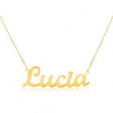 Einstellbare 14K Goldhalskette mit Namen Lucia, feines glanzvolles Kettchen