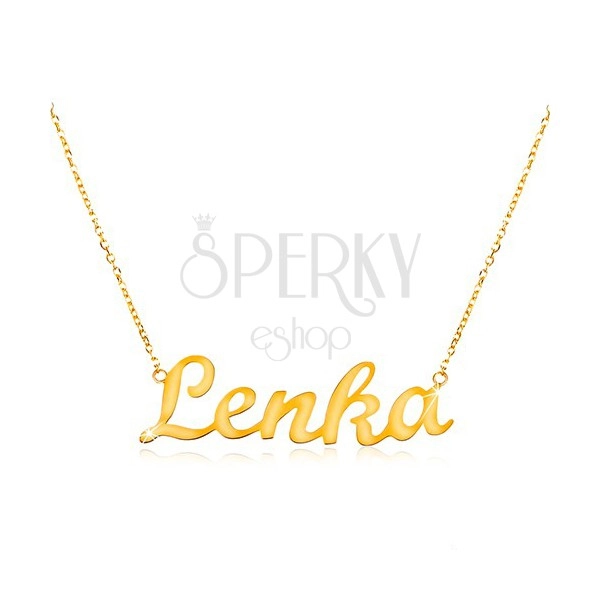 Einstellbares 14K Goldcollier mit Namen Lenka, feine glänzende Kette