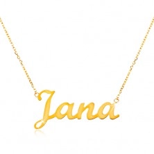 Einstellbares 14K Goldcollier mit Namen Jana, feine glänzende Kette