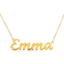 Halskette in 14K Gelbgold - glänzendes schmales Kettchen, Aufschrift Emma