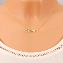 Halskette in 14K Gelbgold - glänzendes schmales Kettchen, Aufschrift Emma
