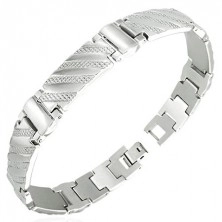 Armband aus Stahl in Uhrenoptik mit Streifen