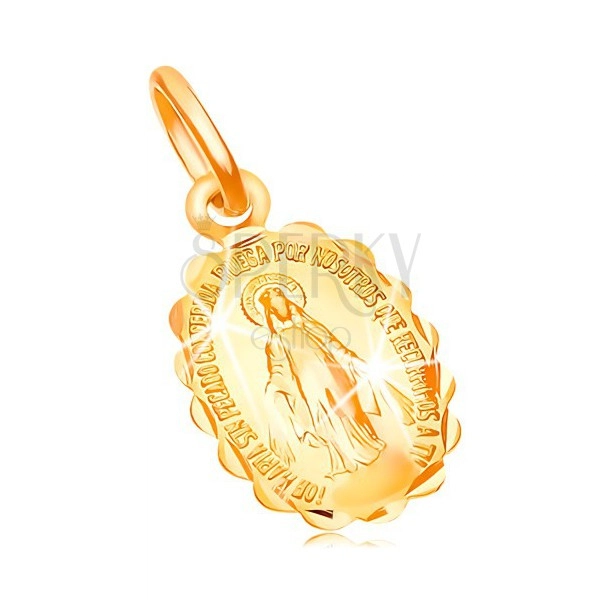 14K Gelbgoldanhänger - beiderseitiges Medaillon mit Jungfrau Maria