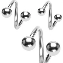 Stahl Augenbrauen Piercing - Spirale in silberner Farbe und Kugel, 1,6 mm