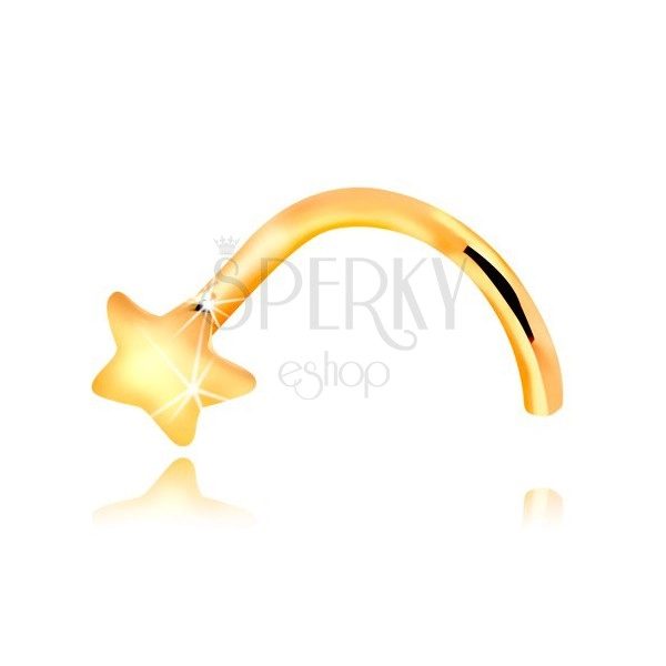 Nasenpiercing aus 14K Gelbgold - gebogen, kleiner Stern