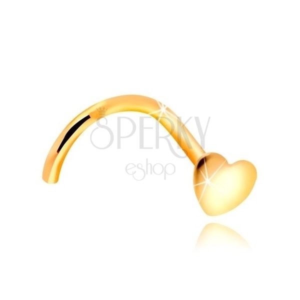 585 Gold gebogenes Nasenpiercing – glänzendes flaches Herz