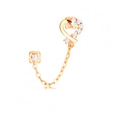 Diamant Ohrring aus 14K Gelbgold, Herzumriss, klare Brillanten und eine Kette