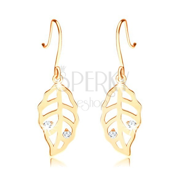 Brillant Ohrringe aus 585 Gold – Blatt mit Einschnitten und klaren Diamanten geschmückt