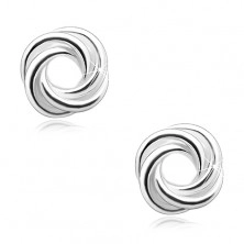 925 Silber Ohrringe, glänzender Knoten aus drei Kreisen, Ohrstecker
