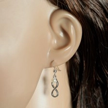 925 Silber Ohrringe, glänzendes INFINITY-Symbol mit einer weißen Perle