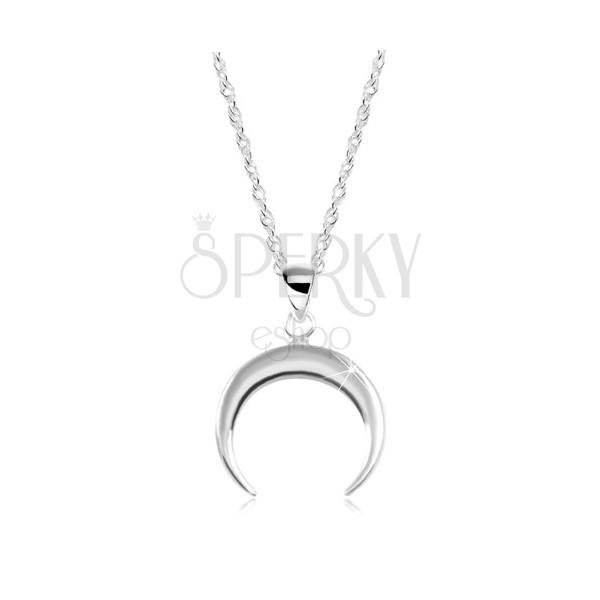 925 Silber Halskette, spiralförmige Kette, glänzende Mondsichel