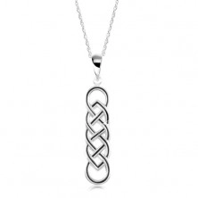 925 Silber Halskette, keltischer Knoten mit einer schwarzen Linie, spiralförmige Kette