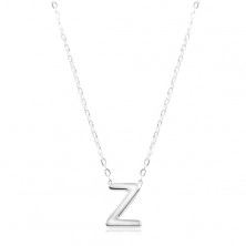 925 Silber Halskette, glänzende Kette, großer Großbuchstabe Z