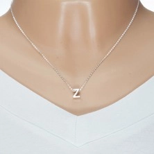 925 Silber Halskette, glänzende Kette, großer Großbuchstabe Z