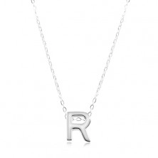925 Silber Halskette, glänzende Kette, großer Großbuchstabe R