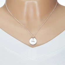 Einstellbare Halskette, 925 Silber, Kette und runde Platte - Sternzeichen WAAGE