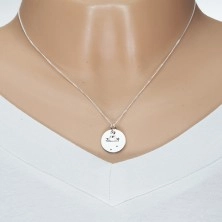 Einstellbare Halskette, 925 Silber, Kette und runde Platte - Sternzeichen WAAGE