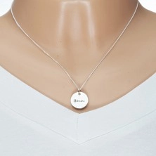 Einstellbare Halskette, 925 Silber, Kette und runde Platte - ZWILLINGE