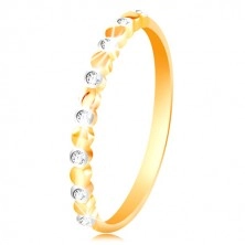 Ring aus Gelb- und 585 Weißgold - zweifarbige Kreise und klare Zirkone