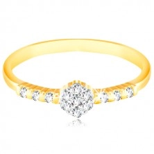 Ring aus 14K Gold - klare glitzernde Blume, kleine Zirkone auf der Ringschiene