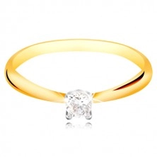14K Gold Ring - dünne Ringschiene, klarer Zirkon in einer Fassung aus Weißgold