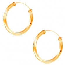 Ohrringe aus 14K Gelbgold - Kreise mit glänzender glatter Oberfläche, 20 mm