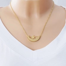 Halskette in goldenem Farbton, Edelstahl, glänzende Mondsichel und Stern