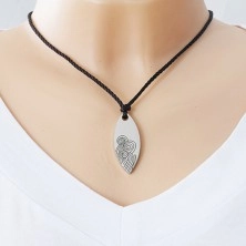 Schwarze Schnur Halskette mit einem Stahl Anhänger - großes glänzendes Korn