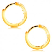 14K Gelbgold Ohrringe mit Klappverschluss - Kreise, eingebettete glitzernde klare Zirkone