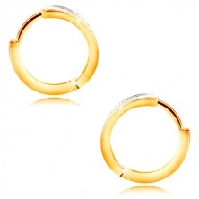 14K Gold runde Ohrringe - zwei glitzernde Bogen aus klaren Zirkonen