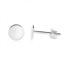 925 Silber Ohrringe - glänzender flacher Kreis, Ohrsteckerverschluss