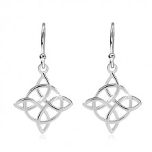 925 Silber Ohrringe, Kreis mit einem keltischen Knoten verflochten, Haken