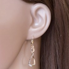Ohrringe aus kombiniertem 14K Gold - glitzernde zweifarbige Schleife