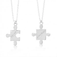 925 Silber Halsketten - Puzzleteile mit den Aufschriften Mom und Daughter