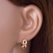 585 Gold Ohrringe – zwei verbundene Ovale mit kleinen Einschnitten