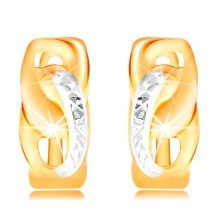 585 Gold Ohrringe – zwei verbundene Ovale mit kleinen Einschnitten