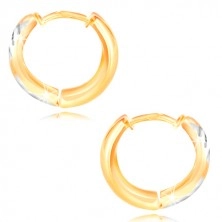 Ohrringe aus 14K Gold - breiter Kreis mit Dreiecken aus Weiß- und Gelbgold