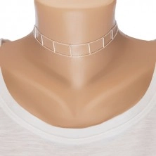 Halskette aus 925 Silber, zwei Ketten mit geraden Stäbchen verbunden