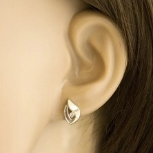 Ohrringe aus 14K Gold - klarer glitzernder Zirkon in zweifarbigem Tropfen