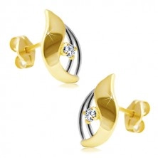 Ohrringe aus 14K Gold - klarer glitzernder Zirkon in zweifarbigem Tropfen