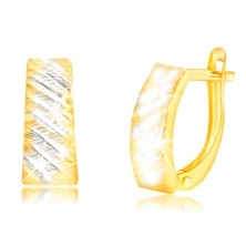 Ohrringe aus 14K Gold - Bogen mit schrägen zweifarbigen Einschnitten
