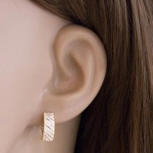 Ohrringe aus 14K Gold - Bogen mit schrägen zweifarbigen Einschnitten