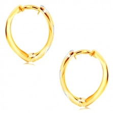 Ovale Ohrringe aus kombiniertem 585 Gold - zweifarbiger Streifen und Gitter