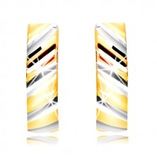 Kombinierte 585 Gold Ohrringe - Bogen mit geschliffenen schrägen Streifen