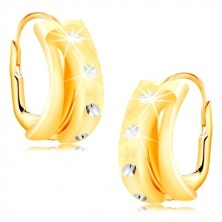 585 Gold Ohrringe - matter Bogen in Form eines Halbkreises, Weißgold Körner